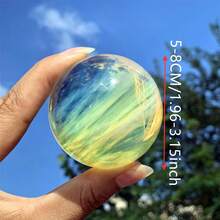 1pc Yellow Smelting Crystal Quartz Sphere, Perfect For Home And Office Decor, Unique Holiday Gift For Easter, Valentine's Day, Christmas And Thanksgiving, Pastoral Theme, Smooth Glossy Finish - Yellow - View 9