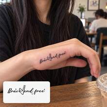 (Brave & Free) 2pcs Herbal Temporary Tattoo Stickers, Realistic Long-Lasting Temporary Tattoos, Waterproof & Friction-Resistant, Lasts 7-15 Days - Black - View 6