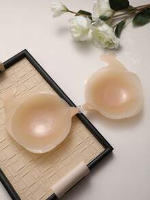 Dolphin Shape Lift Invisible Sticky Bra, Reusable Strapless Push-Up Bra For Wedding Gown, Dresses, Comes With Nipple Covers - Apricot - View 5