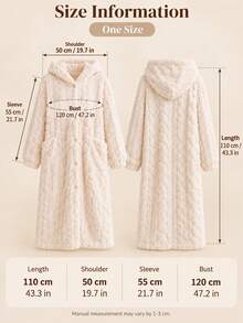 Women's Autumn/Winter Flannel Long Robe, Coral Fleece Loose Casual Style, Cute Thick Hooded Student Winter Long Robe - Multicolor - View 10