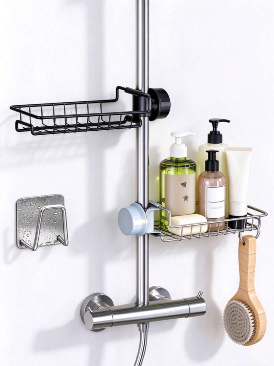 1 Drain Storage Rack, Sink Spherical Organizer, Stainless Steel Material, Can Be Used To Store Sponges, Soaps, Brushes, Towels, Bathroom Shower Storage Rack - Multicolor - View 1