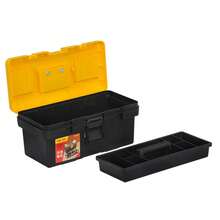 Empty Plastic Tool Box With Removable Tray, Portable Handheld Hardware Storage Case For Home Repair Workshop Garage Tools Organizer, No Tools Included - Yellow - View 5