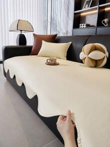1PC Four Seasons Universal Pet-Proof Faux Leather Sofa Cushion, Scalloped Wave Edge Design, Dotted Non-Slip Backing, Wipeable And Machine Washable, Modern Minimalist Living Room Sofa Protector, Multi Colors Available - Multicolor - View 12