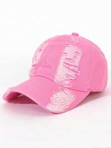 Fashion Distressed Ripped Edge Personalized Soft Top Baseball Cap, Suitable For Daily Wear - Distressed Tie-dye Denim - View 11