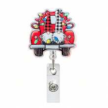 1pc Christmas Acrylic Christmas Tree Snowman Badge Retractable Lanyard - Multicolor - View 12
