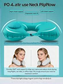 Car Interior Accessories Press-Type Automatic Inflatable Neck Pillow U-Shaped Headrest Travel Set - Multicolor - View 3