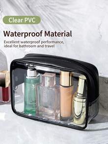 Three Pieces Set Of Fashionable And Simple Mesh Bag, Black Wash And Storage Bag, 40 Silk Transparent PVC Embedded Thread, Chartered Sewing Bag, Travel Storage Bag, Essential Travel Set - View 8