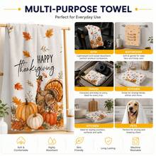 2pcs Turkey Pumpkin Pie Watercolor Pattern Thanksgiving Kitchen Towels, Rustic Country Style Rectangular Hand Towels, Tea Towels, Dish Cloths, Suitable For Autumn Kitchen Decor, Home Baking, Thanksgiving Dinner And Holiday Gifts - Multicolor - View 7