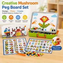 Children's 3D Pixel Mushroom Peg Puzzle Toy, DIY Creative Plug-In Building Block Set With Portable Storage Box, Fine Motor Skills Educational Gift, Suitable For Boys And Girls - Multicolor - View 2
