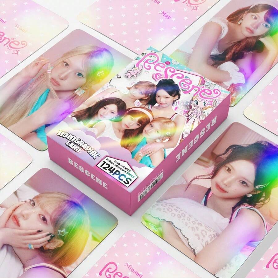 124pcs RESCENE Girl Group Single Pretty KPOP Merchandise LOMO Photocards, Multiple Styles, Double-Sided High-Definition Printing, Waterproof, Scratch-Resistant, No Residue, Suitable For Planner Decoration, Card Album Storage, Birthday, Holiday, Graduation, Back To School Season Gifts, Limited Fan Collection