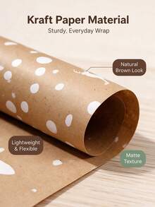 Snowflake Christmas Gift Wrapping Paper Roll - 43cm*1m, Featuring Vintage Snowflake Pattern And Natural Kraft Paper Design; Suitable For Christmas Gift Wrapping, Party Decoration And DIY Crafts. - A - View 3