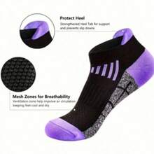 1/5/6/10 Pairs Women's Spring/Summer Compression Sports Socks - Low-Cut, Shock-Absorbing, Breathable, Moisture-Wicking, Arch Support, Suitable For Running, Cycling, Hiking And Outdoor Activities, Random Colors - Multicolor - View 2