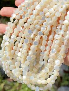 1pc Natural Sea Water White Butterfly Shell & Yellow Butterfly Shell Irregular Pebble Shaped Loose Beads, Mother Of Pearl Iridescent Beads, DIY Bracelet, Earrings, Necklace, Jewelry Making Accessories - Multicolor - View 2