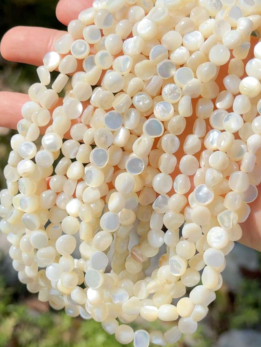 1pc Natural Sea Water White Butterfly Shell & Yellow Butterfly Shell Irregular Pebble Shaped Loose Beads, Mother Of Pearl Iridescent Beads, DIY Bracelet, Earrings, Necklace, Jewelry Making Accessories