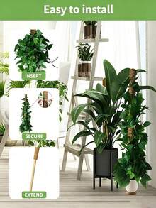 Plant Support Moss Pole, Stackable Coconut Fiber | Moss Totem Support Pole High-Rise Plant Growth Pole Indoor Live Plant Moss Fixing Rack - Multicolor - View 5