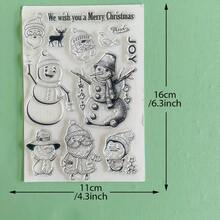 Christmas Clear Silicone Stamps Set, Transparent Rubber Seal With Santa Snowman Gnome Xmas Ornament Patterns, Reusable Stamp For DIY Scrapbooking Card Making Journaling Paper Craft Decorations - SD-5 - View 25