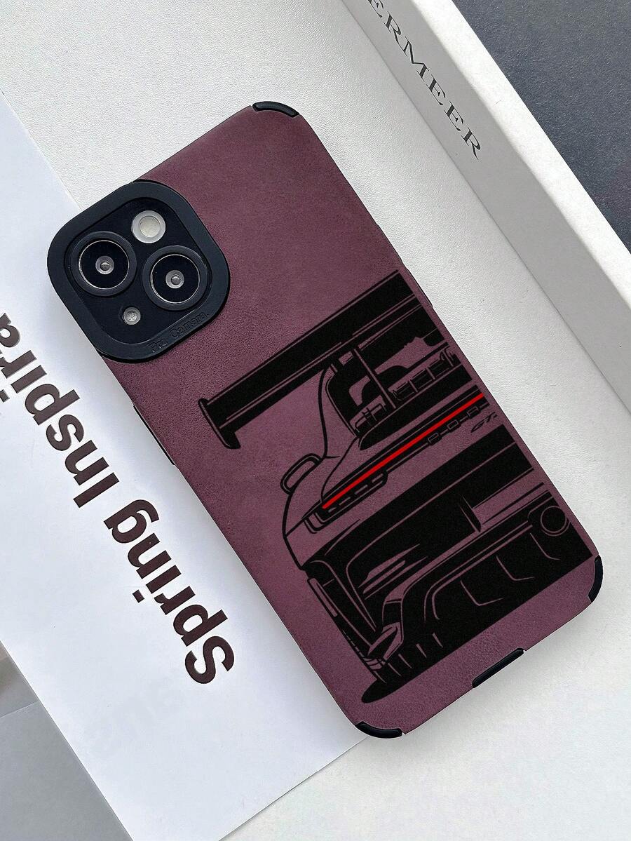 賽車輪廓仿麂皮紋理手機殼保護套,酷炫賽車線條印花,啞光細紋男士個性化手機殼,凸起鏡頭全方位防摔保護,生日節日理想禮物,適用 12/13/14 Pro/15/15 Pro Max/16e/16/16 Plus/16 Pro Max/17/17e/17 Pro/18 Pro Max,快速發貨 - 彩色 - 查看 1