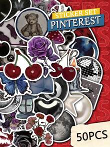 50pcs Pinterest Stickers For Adults Teens Sticker Enthusiasts Scrapbooking, Notebooks Laptops Phone Cases Luggage And Guitar Decorations Stickers - one-size - View 9