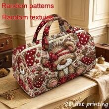 1PC Ladies' Teddy Bear 2D Flat Printed Quilted Handbag, Spacious Large Capacity Tote Bag, Suitable For Weekend Travel And Shopping, Lightweight Foldable Top Zipper Shoulder Bag (Non 3D) - Multicolor - View 2