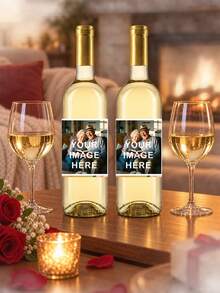 Custom Couple Photo Wine Bottle Labels - Personalized Wedding, Engagement & Birthday Gift Tags, Paper Material, Ideal For Special Occasions, Wine Lover Gifts - Multicolor - View 7