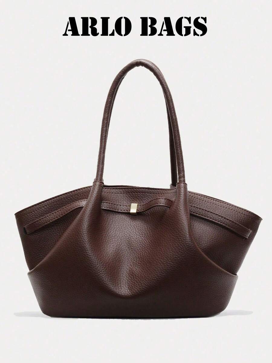 Women's Large Capacity Tote Bag With Exquisite Square Metal Lock Clasp ...