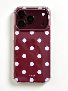 可愛粉色波點圖案亮面果凍手機殼，適用於 iPhone 18 Pro Max 17 Pro Max 16 Pro Max 17 16 15 14 13 12 Pro Max 11，可愛防震軟背蓋 - 紅底白點 - 查看 3
