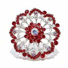 Elegant Zinc Alloy Rhinestone Crystal Diamante Floral Brooch - Multicolor - View 3