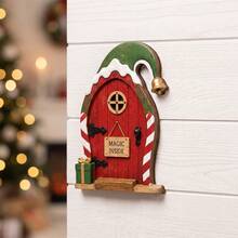 Christmas Painted Wooden Elf Door Wall Hanging Decoration - Christmas Decor Stickers - View 2