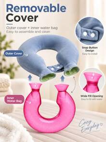 1 Thickened U-Shaped Hot Water Bottle For Water Injection, Neck And Shoulder Hot Compress For Neck Protection, Hanging Neck Heating Pad, High-Density Inner Liner For Leak Prevention, Ergonomic U-Shaped Fit For Neck Curve, Winter Warmth For Office, - A - View 4