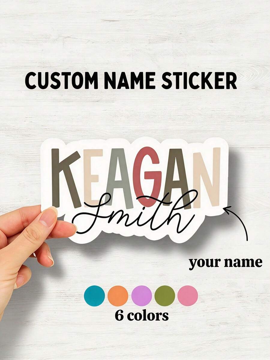 Custom Names Sticker -Full Name Labels, Personalized Name Sticker, Decals For Laptops, Back To School Gift, Phone Decal, Perfect For Couples, Multi-Use, Christmas Gift Stickers, Small Treat Packaging Bags Stickers - Multicolor - View 1