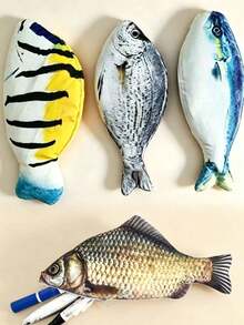 1/2/3/4/5pcs Large Capacity Fish-Shaped Pencil Case, Portable Minimalist Student Stationery Storage Bag For Pencils, Ballpoint Pens, Rulers, Office And School Supplies, Gift For Students - Multicolor - View 7
