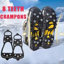 1 Pair Winter Anti-Slip Rubber Shoe Spikes, With 10-Tooth Ice Cleats, Suitable For Ice And Snow Surfaces, Black, Easy To Install, Outdoor Safety, Winter Grip, Ice Surface Anti-Slip Spikes, Simple Installation, Anti-Slip Material, High Friction Rubber Shoe Spikes - Multicolor - View 1
