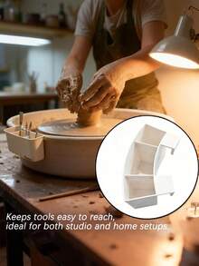 1/2/3Pcs [Ceramic Tool Storage]White 3-Slot Adjustable Pottery Wheel Tool Rack, Ceramic Tool Storage Holder, Ceramic Tool Rack, Tool Storage Box, Multifunctional Storage Box, Brush Storage, Makeup Brush Storage,Suitable For Studios & Craft Lovers - Multicolor - View 7