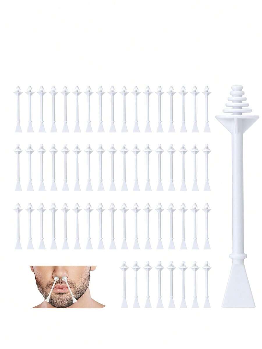 30 Pieces Disposable Cosmetic Nasal Hair Removal Wax Sticks For DIY Use, Suitable For Removing Nasal Hair, A Two-In-One Multi-Functional Wax Applicator. - Multicolor - View 1