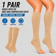 These Unisex, Open-Toe, Knee-High Compression Sleeves Feature A Soft, Stretchy Knit Fabric That Is Lightweight And Breathable, Making Them Suitable For Running, Cycling, Fitness, And Travel. - Multicolor - View 16