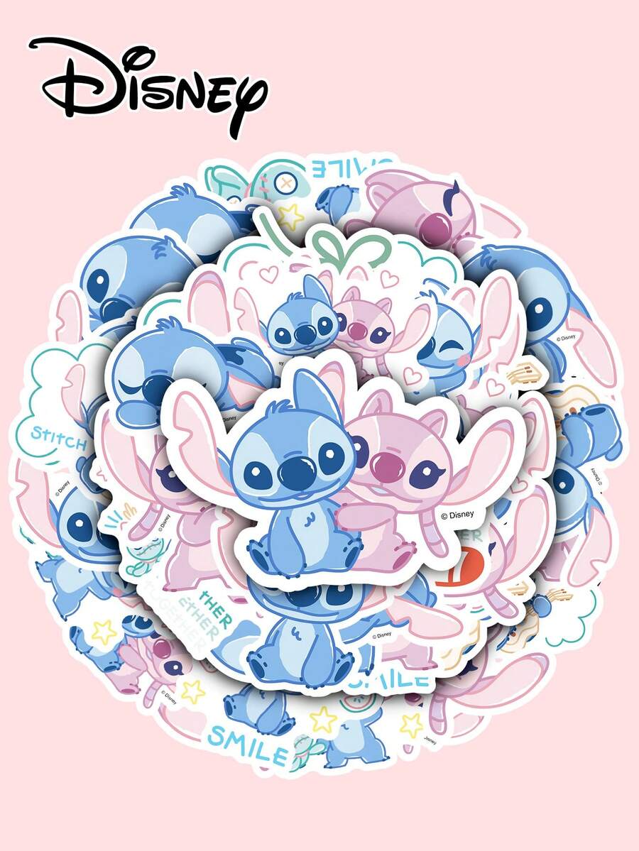 50pcs Cartoon Stitch Stickers For Planner Decoration, Phone, Tablet, Notebook, DIY Luggage, Creative Stickers For Girls, Kids, Collection, Holiday Small Gift, Birthday Gift - Multicolor - View 1