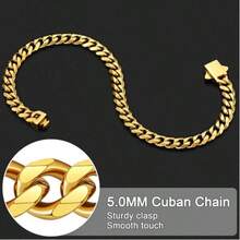 Vòng tay nam chuỗi Cuban, thép không gỉ, chiều rộng 5mm/7mm, chiều dài 7.1in/7.5in/7.9in - Nhiều màu - Xem 9