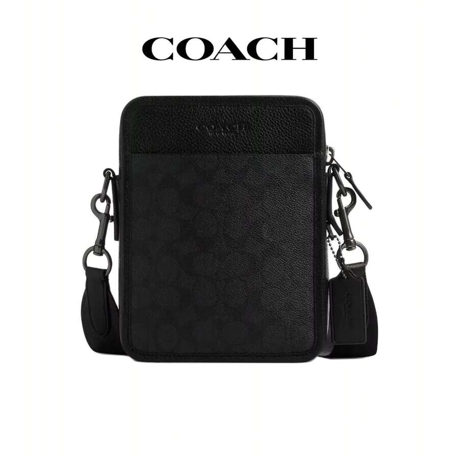 COACH Sullivan Portfolio Brief 39 con logotipo en relieve, bolso de mano, grande, para hombre - Negro - Ver 1