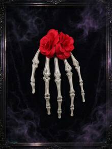 1PC Halloween Rose Skull Hand Hair Clip, Gothic Style Bone Hand Hair Accessory, Dark Exaggerated Ghost Claw Decorative Ornament - Multicolor - View 6