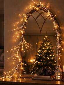 Artificial Birch Branch String Lights. Featuring 48 Warm-White LED Bulbs And Battery-Operated Power, These Lights Offer Eight Lighting Modes-Perfect For Decorating Fireplace Mantels, Staircases, Or Bedrooms To Create A Festive Atmosphere. - Birch Branches - View 4