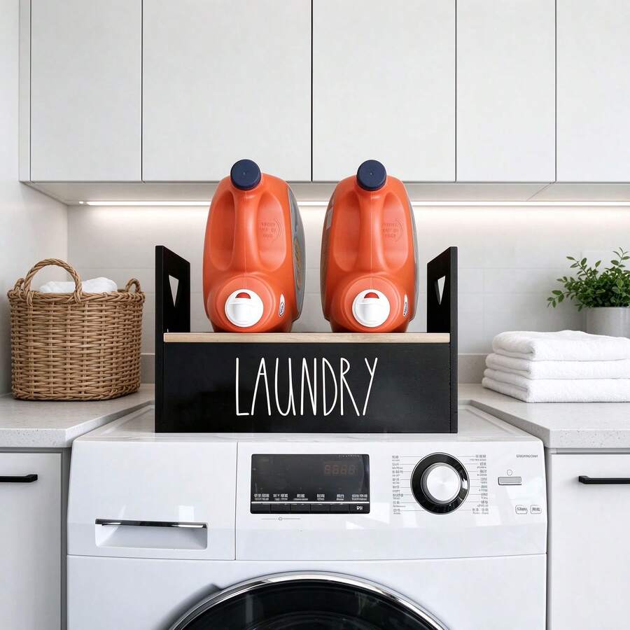 Laundry Detergent Storage Rack, Washing Machine Top Shelf, LAUNDRY Wooden Decorative Storage Rack - View 1