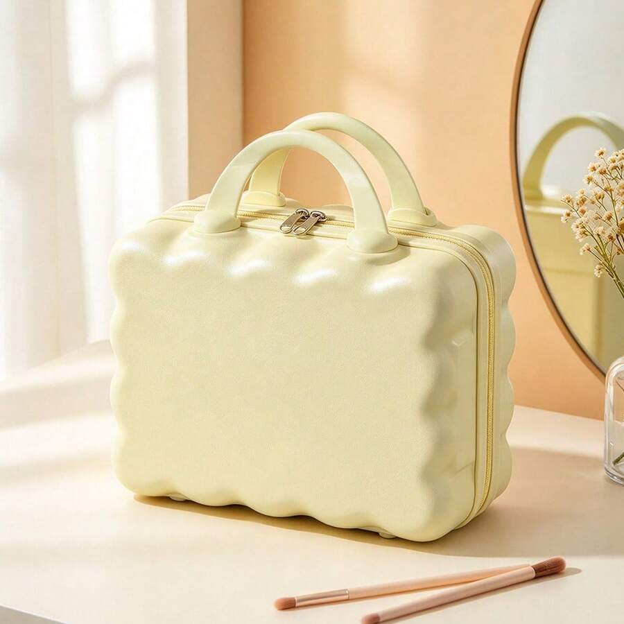 LIVINGANDHOME 3 Colors Portable Hard Shell Handheld Makeup Travel Case,Makeup Storage Case,Makeup Storage Box,Makeup Storage Organizer - Lemon Yellow - View 1