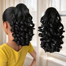 Claw Shaped Ponytail Extension Hair Accessory Black Brown Burgundy Gradient Brown Gradient Gray Multi-Color 14 Inch Deep Wave Heat-Resistant Fiber Synthetic Ponytail Wig, Suitable For Women's Christmas, Parties, And Daily Use - Two-Tone - View 20