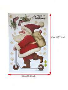 1pc Santa Claus Skateboard Sticker, Christmas Window Decal, Skateboard Mall Window Glass Christmas Decoration Wall Sticker, Atmosphere Decor Sticker, Christmas Stickers - Multicolor - View 10