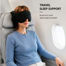 3-In-1 Travel Pillow With Eye Mask, Portable Ergonomic Neck Support Sleep Headband, Long-Distance Travel Neck Pillow, Airplane Car Train High-Speed Rail Nap Sleep Essential, Foldable Storage, Vacation Business Trip Travel Must-Have Sleep Support Accessory - Multicolor - View 12