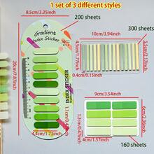 3 Styles Combo 1 Set Ultra-Thin Index Tab Labels, 660pcs PET Semi-Transparent Green Series Sticky Notes, Marker Tabs For Students' Textbooks, Reading Books, Note-Taking, Back To School Supplies, School Supplies - one-size - View 2
