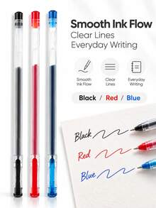 3-Pack, 0.38mm, Quick-Dry Ink, Black/Blue/Red - Ideal Pens For Exams And Office, Fine Tip, Suitable For Writing, Back To School Essential - Multicolor - View 6