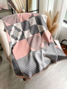 1pc Design Houndstooth Floral Pattern Jacquard Faux Cashmere Warm Scarf Cold-Proof Neck Warmer Women Autumn Winter Fashion Versatile Air Conditioning Shawl Blanket Suitable For Daily Matching And Decorative Use - Multicolor - View 28