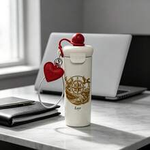 1PC 600ML Creative Track, Personalized Guide, Castle Pattern Stainless Steel Cup, Double Drink Coffee Cup, Portable Straw Cup, Lanyard Cup, Suitable For Office, School, Gift For Holidays/Birthdays, Coffee, Milk, Tea - Multicolor - View 2