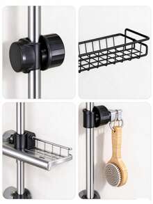 1 Drain Storage Rack, Sink Spherical Organizer, Stainless Steel Material, Can Be Used To Store Sponges, Soaps, Brushes, Towels, Bathroom Shower Storage Rack - Multicolor - View 5